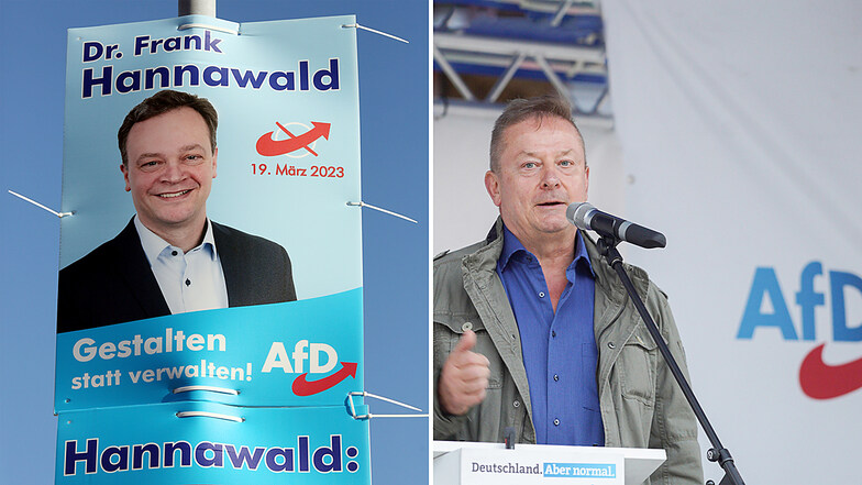 Henry Nitzsche (r.) hat den Vorsitz der AfD-Fraktion im Bautzener Kreistag abgegeben und fordert den Ausschluss zweier Kreisräte aus der Fraktion, darunter seines bisherigen Stellvertreters Frank Hannawald.