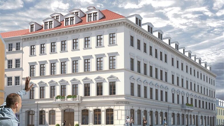 Das Pirnaer Büro Seidel Architekten plant die Sanierung des Hauses und einen Neubau im Hof: Die Fassade des Gebäudes soll zur Heinrichstraße ...