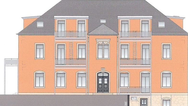 Die Fassade soll künftig einen rötlich-orangefarbenen Ton erhalten.