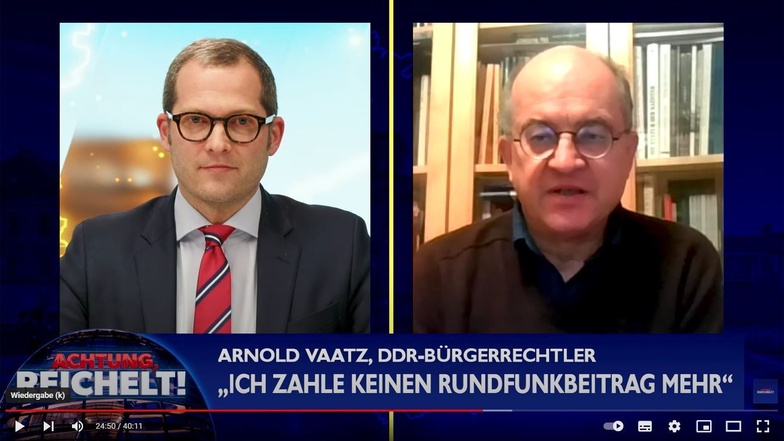 Der Ex-Bild-Chef Julian Reichelt interviewt Arnold Vaatz zum Thema Rundfunkbeitrag.
