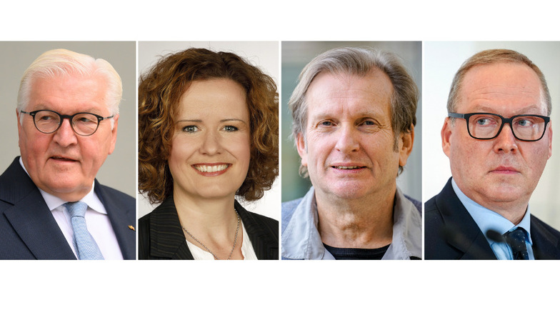 Die Kandidaten für die Wahl zur Bundespräsidentin oder zum Bundespräsiden:. Frank-Walter Steinmeier (l-r), Stefanie Gebauer, Gerhard Trabert und Max Otte.