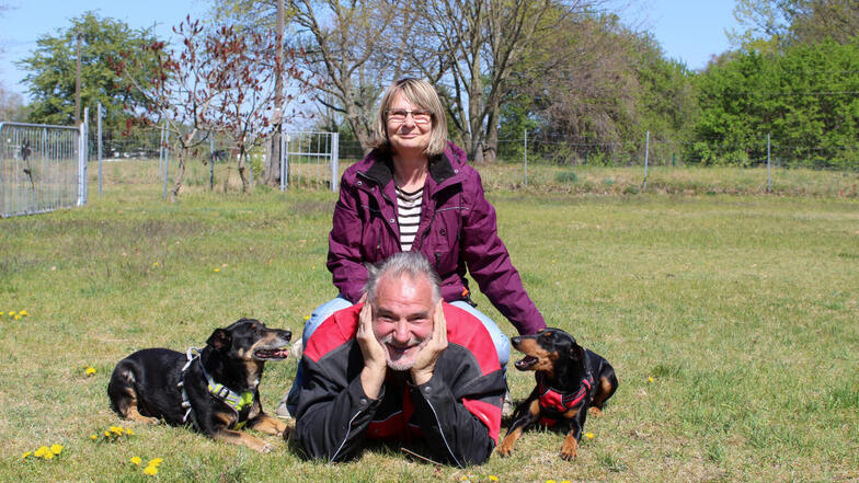 Axel Görner ist die gute Seele des Hundesportvereins „Pfote drauf“ und selbst auch Hundefreund. Ehefrau Sylvia unterstützt den 67-Jährigen in seinem Ehrenamt. Zur Familie gehören auch diese zwei Hunde.