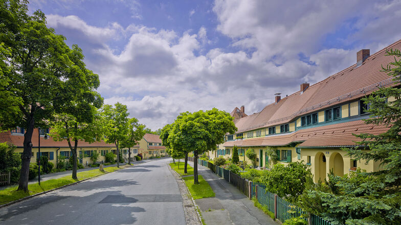 Am Grünen Zipfel wurden 1909 die ersten Häuser der Gartenstadt Hellerau gebaut.