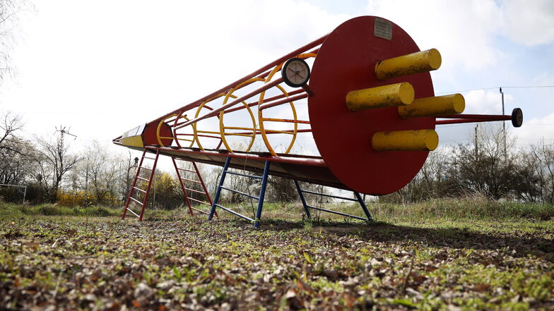 Das ist die Original-Kletter-Rakete aus DDR-Zeiten, die Holger Krüger nachgebaut hat.