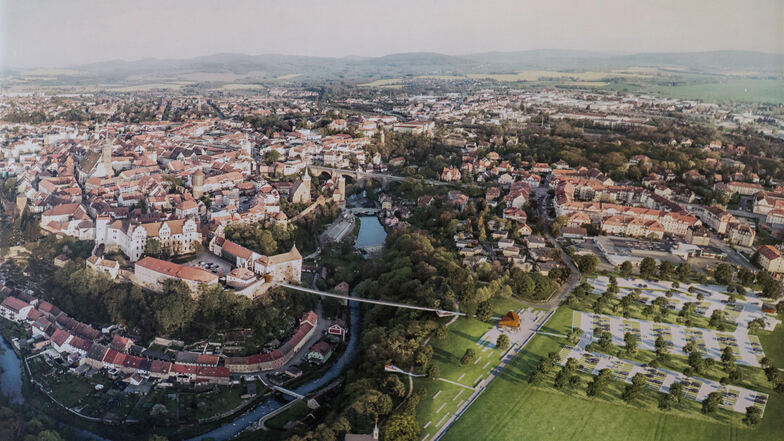 Ungefähr so könnten die neue Spreebrücke und der erweiterte Touristenparkplatz in Bautzen aussehen.