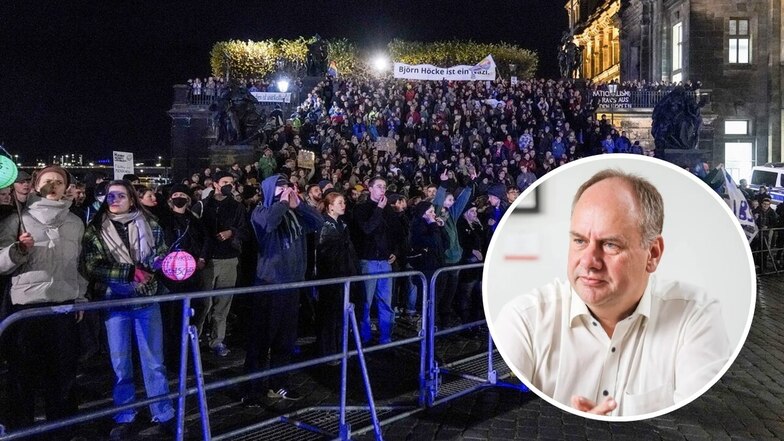 Weit mehr als 2.000 Menschen versammelten sich am 6. November in Dresden, um gegen Pegida und Thüringens AfD-Chef Björn Höcke zu protestieren. Am Montagabend könnten es noch mehr werden. OB Hilbert ruft zu Zivilcourage auf.