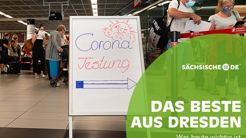Corona-Schnelltests am Dresdner Flughafen.