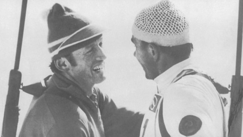 Große Geste auch nach dem Zieleinlauf: Dieter Speer (l.) gratuliert Alexander Tichonow 1972 zum Olympiasieg mit der Staffel.