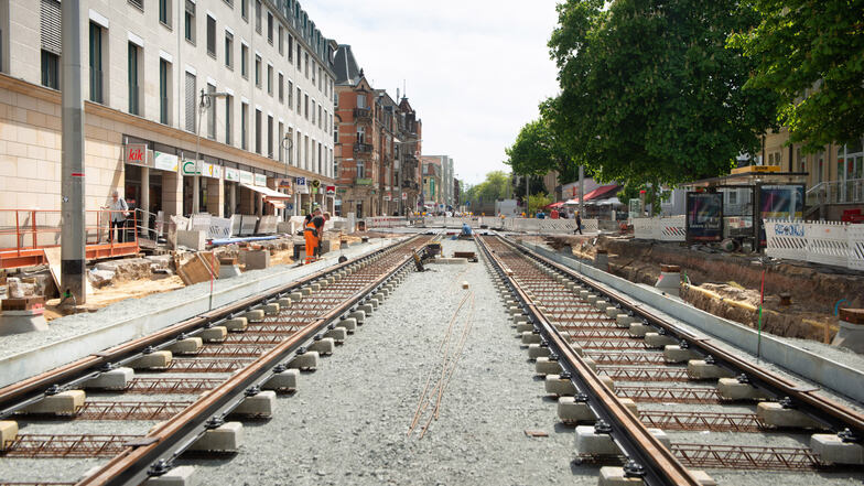 Anfang Juli sollen hier die ersten Straßenbahnen fahren.