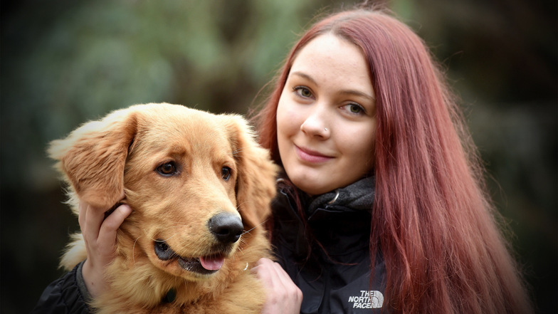 Hund Danny hat bei Maria Mielke und ihrer Familie in Waltersdorf ein Zuhause gefunden.