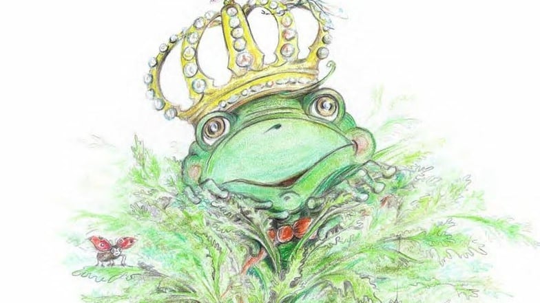 Ob der prächtige Frosch OTTO nicht vielleicht doch ein verwunschener Prinz ist, kann man in der Buchhandlung Findus in Tharandt herausfinden.