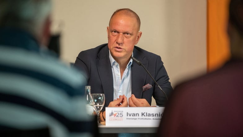 Der frühere Fußballstar ist jetzt Transplantations-Botschafter: Ivan Klasnic bei der Pressekonferenz für die World Transplant Games in Dresden.