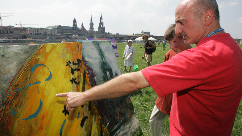 Aleko Adamia 2005 bei einem sogenannten Plenair, einer Malereiveranstaltung im Freien.