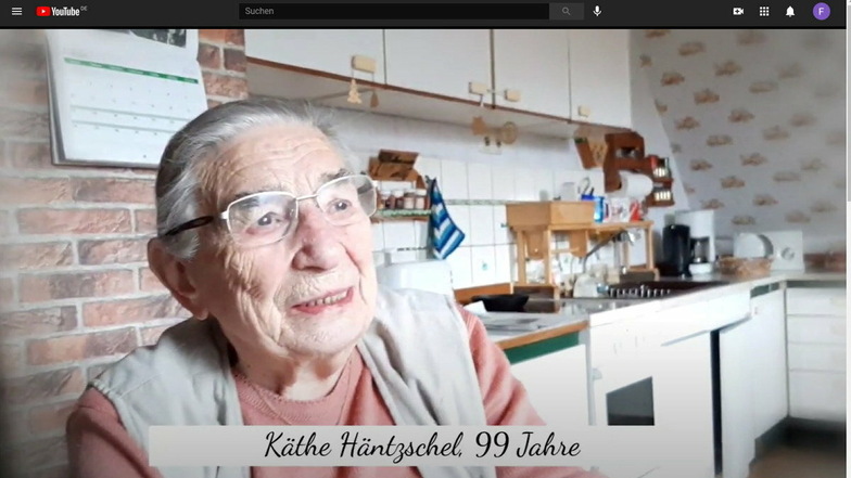 Auf Youtube erzählt Käthe Häntzschel aus Sebnitz wie sie den 13. Februar 1945 in Dresden erlebte.