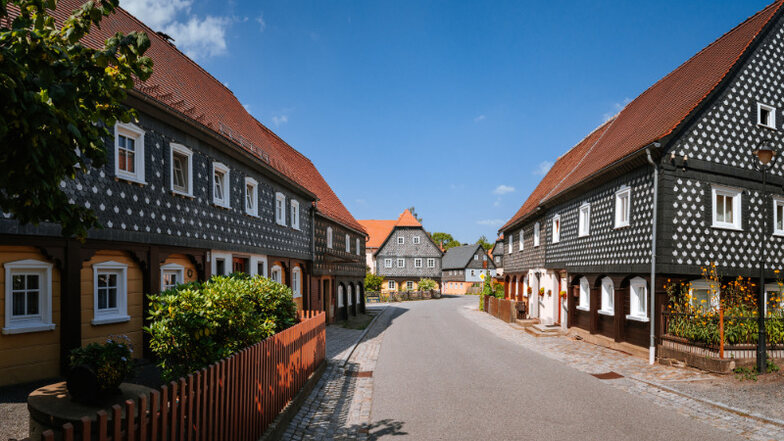 Typische Lausitzer Umgebindehäuser in Obercunnersdorf