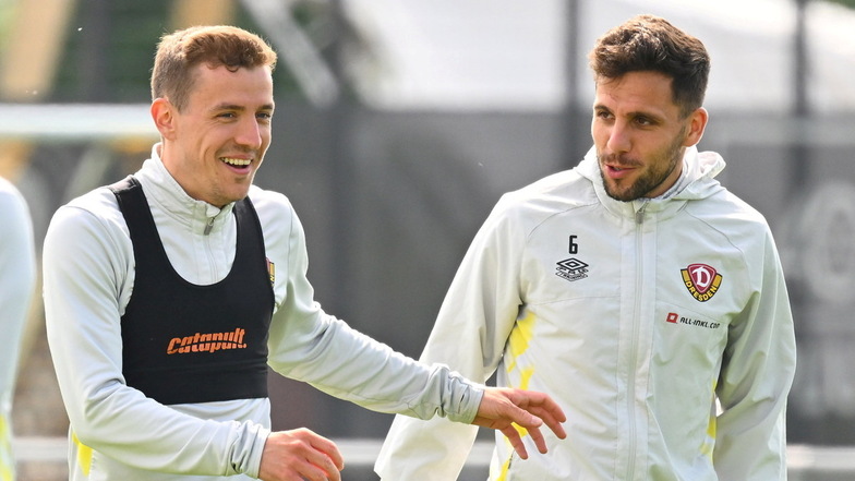 Das Lächeln ist zurück: Niklas Hauptmann (links) und Ahmet Arslan beim ersten Training nach dem Debakel von Meppen.