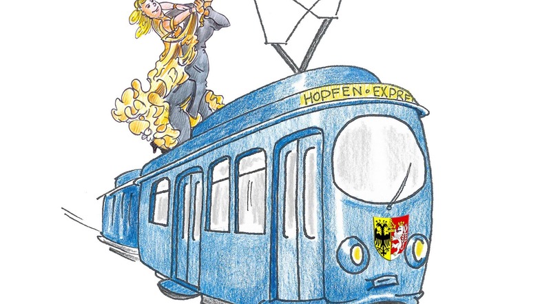 Eine der Attraktionen des Kneipenfestvals: die Party-Straßenbahn „Hopfenexpress“.
