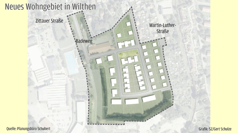 Ein- und Mehrfamilienhäuser sowie Gewerbeflächen sind im neuen Wilthener Stadtviertel "Urbanes Gebiet" geplant.