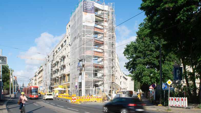 Der Neubau an der Bautzner Straße, Ecke Prießnitzstraße soll bald fertiggestellt werden.