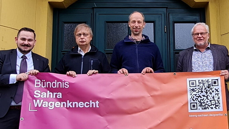 Die vier Direktkandidaten der Wagenknecht-Partei im Kreis Görlitz (v. li.): Franz Nestler, Andreas Herrmann, Carsten Berg und Hans-Ullrich Hinner.