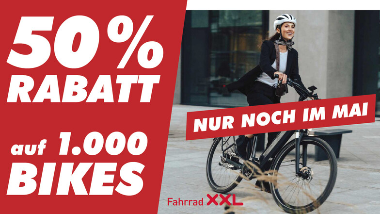 Nur noch wenige Tage: Bei Fahrrad XXL gibt's 50 % auf 1.000 Bikes! Nur noch im Mai!