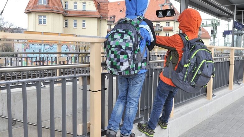 Weil Kinder über das zu niedrige Geländer fallen könnten, wurde ein Provisorium aus Holz gebaut.