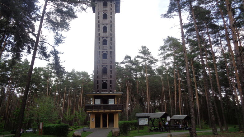 Der Heidebergturm an der Landesgrenze zu Brandenburg. Mittlerweile ein beliebtes Wanderziel.