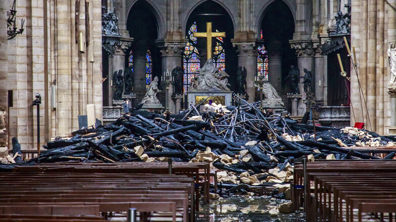 Der Brandschaden in der Kathedrale Notre-Dame.