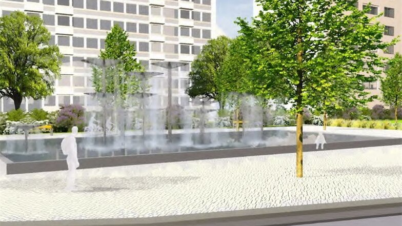 Der Schalenbrunnen Wasserspiel hat bis vor zehn Jahren die Fußgänger auf der Prager Straße erfreut. Nun findet das Werk von Leoni Wirth einen neuen Platz am Dippoldiswalder Platz.