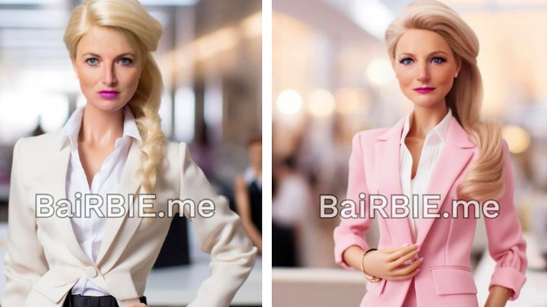 Die Meißner Landtagsabgeordnete Daniela Kuge wird per App zur digitalen Barbie - in zwei Varianten.