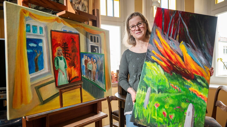 Ort der Muse und Inspiration: An der Staffelei in ihrer Wohnung malt Künstlerin Barbara Patzig ihre Bilder.