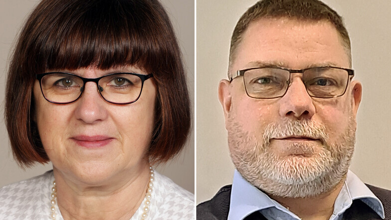Die Spitzenkandidaten für den Ortschaftsrat Niederkaina: Undine Wowtscherk (BBBz) und Olaf Haschke (AfD)