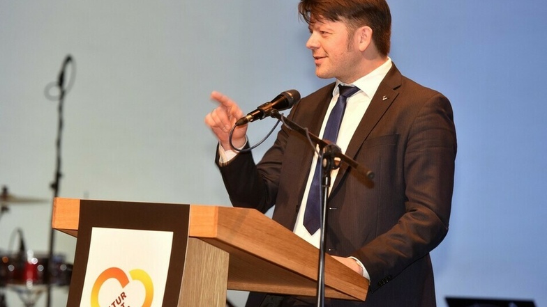 Zittaus Oberbürgermeister Thomas Zenker bei seiner Ansprache voriges Jahr.