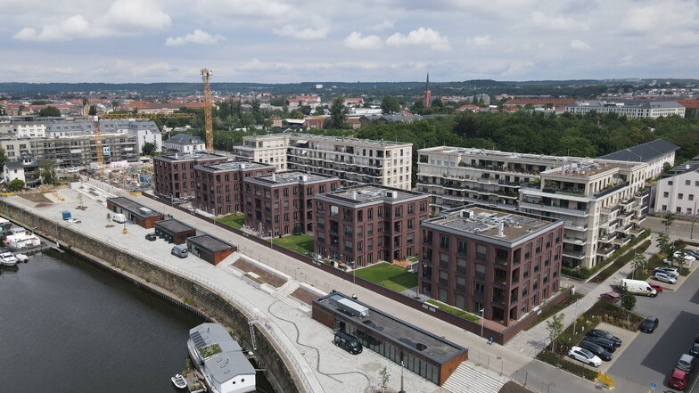 Neue Läden, Wohnungen und eine Promenade: Hafencity Dresden ist fast fertig
