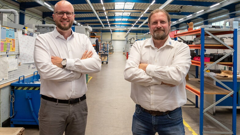 David Riedrich (links) und Torsten Freudenberg blicken trotz einiger Probleme zuversichtlich in die Zukunft. Neue Kunden sollen helfen, dass sich ihre Firma PMG breiter aufstellt.