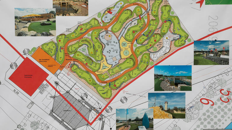 Neben den Hochseil-Türmen entsteht "Adventure Golf" mit 18-Loch, wie auf dem Lageplan zu sehen ist.