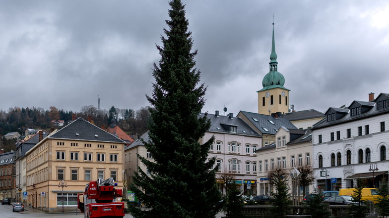 Weihnachtsbaum in Sebnitz aufgestellt