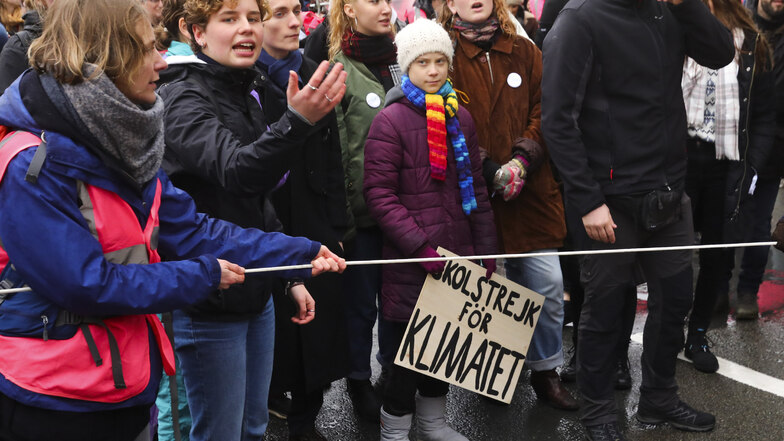 Greta Thunberg am 6. März bei einem Klima-Streik in Brüssel.