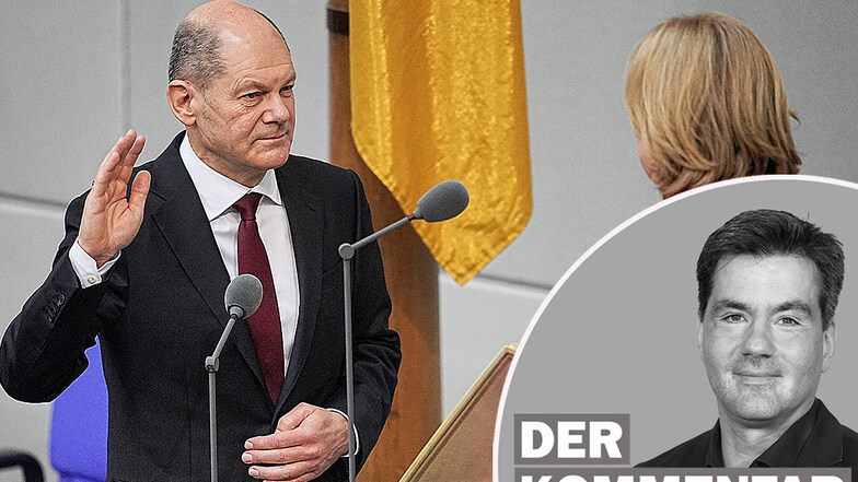 Der neu gewählte Bundeskanzler Olaf Scholz (SPD) legt im Bundestag den Amtseid ab.