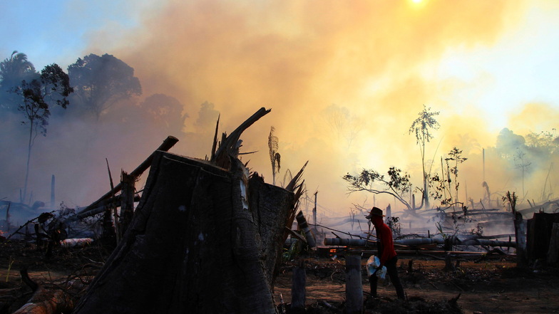 Auch weit entfernte Katastrophen - hier ein Brand in Brasilien - haben oft Verbindungen zueinander.