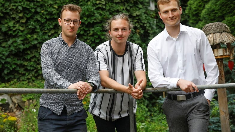 Aron Michel, Alexander Hilse und August Friedrich (von links nach rechts) sind drei engagierte Zittauer Nachwuchspolitiker.