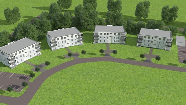 Diese vier Häuser mit jeweils acht Wohnungen will die Wohnungsgesellschaft Hoyerswerda im WK Ve errichten lassen.