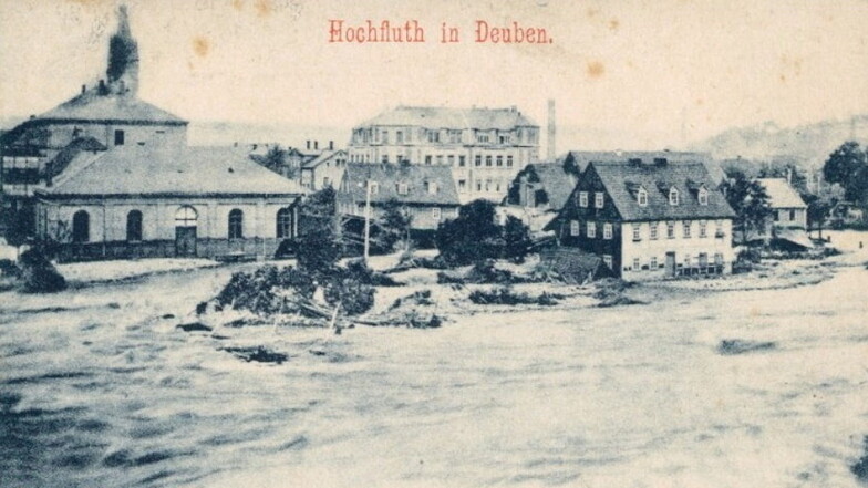 Eindruck einer Katastrophe: Momentaufnahme vom Hochwasser 1897 in Deuben.