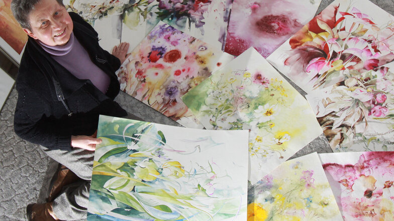 Helga Pilz ist nicht nur für ihre Aquarellmalerei bekannt. Sie entwarf bei Lautex Stoffmuster.