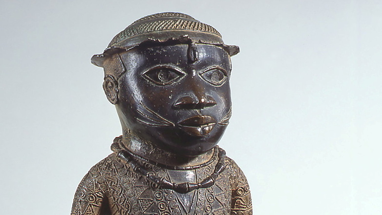 Kopf der Figur "Königlicher Bote" aus dem Königreich Benin (Sammlung A. Baessler 1899, Museum für Völkerkunde Dresden)