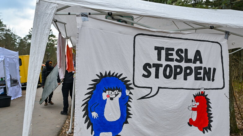 Nach dem Anschlag auf die Stromversorgung von Tesla in Grünheide geht der Protest von Umweltaktivisten gegen Erweiterungspläne des E-Autobauers weiter.