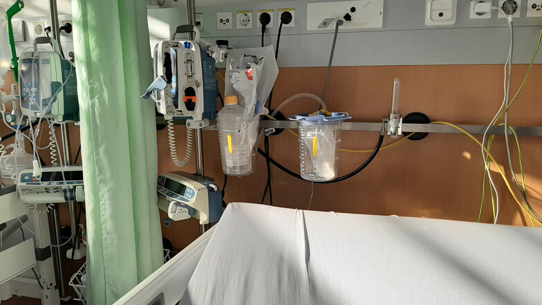 Der Patient hat ein Foto seines Covid-19-Krankenbetts gemacht.