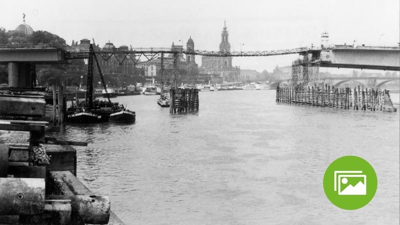 Die Carolabrücke in Dresden wächst.