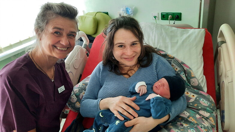 Beleghebamme Manuela Keppler begleitete Ivonne Selig bei der (Blitz-)Geburt des kleinen Abel im Klinikum Mittweida.
