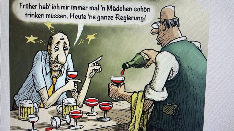 Karikaturenpreis in Radeburg: Sich die Regierung schöntrinken